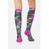 Cherokee Women’s 10-15mmHg Compression Socks – Fun Print Knee Highs with Light Support, Soft Feel – PRINTSUPPORT(Camo Pink Ribbon)