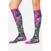 Cherokee Women’s 10-15mmHg Compression Socks – Fun Print Knee Highs with Light Support, Soft Feel – PRINTSUPPORT(Camo Pink Ribbon)