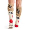 Cherokee Women’s 10-15mmHg Compression Socks – Fun Print Knee Highs with Light Support, Soft Feel – PRINTSUPPORT(Deer Santa)