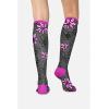 Cherokee Women’s 10-15mmHg Compression Socks – Fun Print Knee Highs with Light Support, Soft Feel – PRINTSUPPORT(Flower Power)