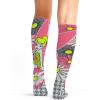 Cherokee Women’s 10-15mmHg Compression Socks – Fun Print Knee Highs with Light Support, Soft Feel – PRINTSUPPORT(Flower Tinker Bell)