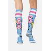 Cherokee Women’s 10-15mmHg Compression Socks – Fun Print Knee Highs with Light Support, Soft Feel – PRINTSUPPORT(Graduate Smurf)