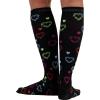 Cherokee Women’s 10-15mmHg Compression Socks – Fun Print Knee Highs with Light Support, Soft Feel – PRINTSUPPORT(Hearts on the Line)