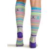 Cherokee Women’s 10-15mmHg Compression Socks – Fun Print Knee Highs with Light Support, Soft Feel – PRINTSUPPORT(Neon Multi Ribbon)