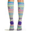 Cherokee Women’s 10-15mmHg Compression Socks – Fun Print Knee Highs with Light Support, Soft Feel – PRINTSUPPORT(Neon Multi Ribbon)