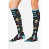 Cherokee Women’s 10-15mmHg Compression Socks – Fun Print Knee Highs with Light Support, Soft Feel – PRINTSUPPORT(Outta This World)