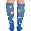 Cherokee Women’s 10-15mmHg Compression Socks – Fun Print Knee Highs with Light Support, Soft Feel – PRINTSUPPORT(Rubber Duckies)