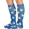 Cherokee Women’s 10-15mmHg Compression Socks – Fun Print Knee Highs with Light Support, Soft Feel – PRINTSUPPORT(Rubber Duckies)