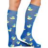 Cherokee Women’s 10-15mmHg Compression Socks – Fun Print Knee Highs with Light Support, Soft Feel – PRINTSUPPORT(Rubber Duckies)