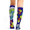 Cherokee Women’s 10-15mmHg Compression Socks – Fun Print Knee Highs with Light Support, Soft Feel – PRINTSUPPORT(Smurfette)