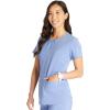 Cherokee Women’s Scrub Top Snap Front Henley with 2 Pockets and Center Back Length of 26″ – CK749A(Ciel)