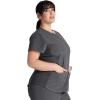 Cherokee Women’s Scrub Top Snap Front Henley with 2 Pockets and Center Back Length of 26″ – CK749A(Heather Pewter)