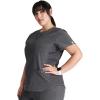 Cherokee Women’s Scrub Top Snap Front Henley with 2 Pockets and Center Back Length of 26″ – CK749A(Heather Pewter)