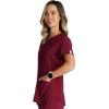 Cherokee Women’s Scrub Top Snap Front Henley with 2 Pockets and Center Back Length of 26″ – CK749A(Wine)