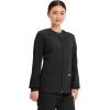 Cherokee Zip Front Scrub Jackets for Women, 3 Pockets, 2-Way Stretch, Soft, Breathable,Brushed Twill – 4315(Black)