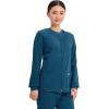 Cherokee Zip Front Scrub Jackets for Women, 3 Pockets, 2-Way Stretch, Soft, Breathable,Brushed Twill – 4315(Caribbean Blue)