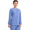 Cherokee Zip Front Scrub Jackets for Women, 3 Pockets, 2-Way Stretch, Soft, Breathable,Brushed Twill – 4315(Ciel)