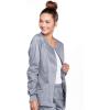 Cherokee Zip Front Scrub Jackets for Women, 3 Pockets, 2-Way Stretch, Soft, Breathable,Brushed Twill – 4315(Grey)