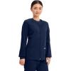 Cherokee Zip Front Scrub Jackets for Women, 3 Pockets, 2-Way Stretch, Soft, Breathable,Brushed Twill – 4315(Navy)