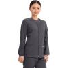 Cherokee Zip Front Scrub Jackets for Women, 3 Pockets, 2-Way Stretch, Soft, Breathable,Brushed Twill – 4315(Pewter)