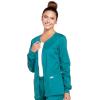 Cherokee Zip Front Scrub Jackets for Women, 3 Pockets, 2-Way Stretch, Soft, Breathable,Brushed Twill – 4315(Teal Blue)