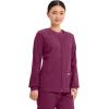 Cherokee Zip Front Scrub Jackets for Women, 3 Pockets, 2-Way Stretch, Soft, Breathable,Brushed Twill – 4315(Wine)