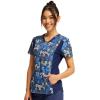 Cherokee iFlex Women Scrubs Top V-Neck Knit Panel CK641(Easily Emu-sed)