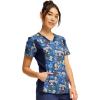 Cherokee iFlex Women Scrubs Top V-Neck Knit Panel CK641(Easily Emu-sed)