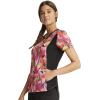 Cherokee iFlex Women Scrubs Top V-Neck Knit Panel CK641(Retro Blooms)