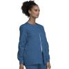 Cherokee scrubs jacket for women, Snap Front Warm-Up Jacket with 3 Pockets and Easy Care – 4350(Caribbean Blue)