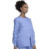Cherokee scrubs jacket for women, Snap Front Warm-Up Jacket with 3 Pockets and Easy Care – 4350(Ciel)
