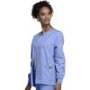 Cherokee scrubs jacket for women, Snap Front Warm-Up Jacket with 3 Pockets and Easy Care – 4350(Ciel)