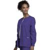Cherokee scrubs jacket for women, Snap Front Warm-Up Jacket with 3 Pockets and Easy Care – 4350(Grape)
