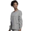 Cherokee scrubs jacket for women, Snap Front Warm-Up Jacket with 3 Pockets and Easy Care – 4350(Gray)