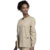 Cherokee scrubs jacket for women, Snap Front Warm-Up Jacket with 3 Pockets and Easy Care – 4350(Khaki)