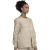 Cherokee scrubs jacket for women, Snap Front Warm-Up Jacket with 3 Pockets and Easy Care – 4350(Khaki)