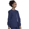 Cherokee scrubs jacket for women, Snap Front Warm-Up Jacket with 3 Pockets and Easy Care – 4350(Navy)