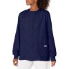 Cherokee scrubs jacket for women, Snap Front Warm-Up Jacket with 3 Pockets and Easy Care – 4350(Navy)