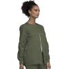 Cherokee scrubs jacket for women, Snap Front Warm-Up Jacket with 3 Pockets and Easy Care – 4350(Olive)