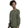 Cherokee scrubs jacket for women, Snap Front Warm-Up Jacket with 3 Pockets and Easy Care – 4350(Olive)