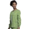 Cherokee scrubs jacket for women, Snap Front Warm-Up Jacket with 3 Pockets and Easy Care – 4350(Sage Green)