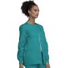 Cherokee scrubs jacket for women, Snap Front Warm-Up Jacket with 3 Pockets and Easy Care – 4350(Teal Blue)