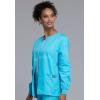 Cherokee scrubs jacket for women, Snap Front Warm-Up Jacket with 3 Pockets and Easy Care – 4350(Turquoise)
