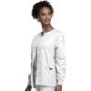 Cherokee scrubs jacket for women, Snap Front Warm-Up Jacket with 3 Pockets and Easy Care – 4350(White)