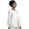 Cherokee scrubs jacket for women, Snap Front Warm-Up Jacket with 3 Pockets and Easy Care – 4350(White)