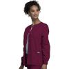 Cherokee scrubs jacket for women, Snap Front Warm-Up Jacket with 3 Pockets and Easy Care – 4350(Wine)