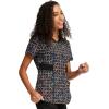 Infinity Contemporary Women’s V-Neck Print Scrub Top with 2 Pockets, Back Princess Seams, Shirttail Hem & Side Vents – CK771(Links of Love)