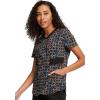 Infinity Contemporary Women’s V-Neck Print Scrub Top with 2 Pockets, Back Princess Seams, Shirttail Hem & Side Vents – CK771(Links of Love)