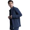 Infinity Men’s Zip Front Jacket Modern Fit Rib-Knit Panels with 3 Pockets and Knit Sleeve Panel CK332A(Navy)