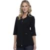 Infinity Women’s Zip Front Tunic Scrub Top – Mandarin Collar V-Neck with 3 Pockets, 360° Stretch & Moisture-Wicking – CK952A(Black)